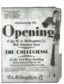 Opening of The Collegienne Store Advertisement